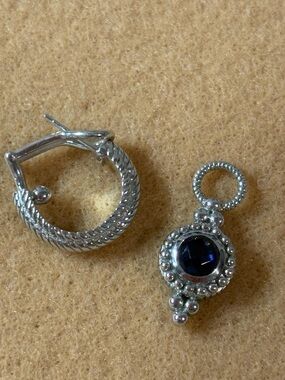 Judith Ripka Sterling Silver Earrings with Iolite stones
